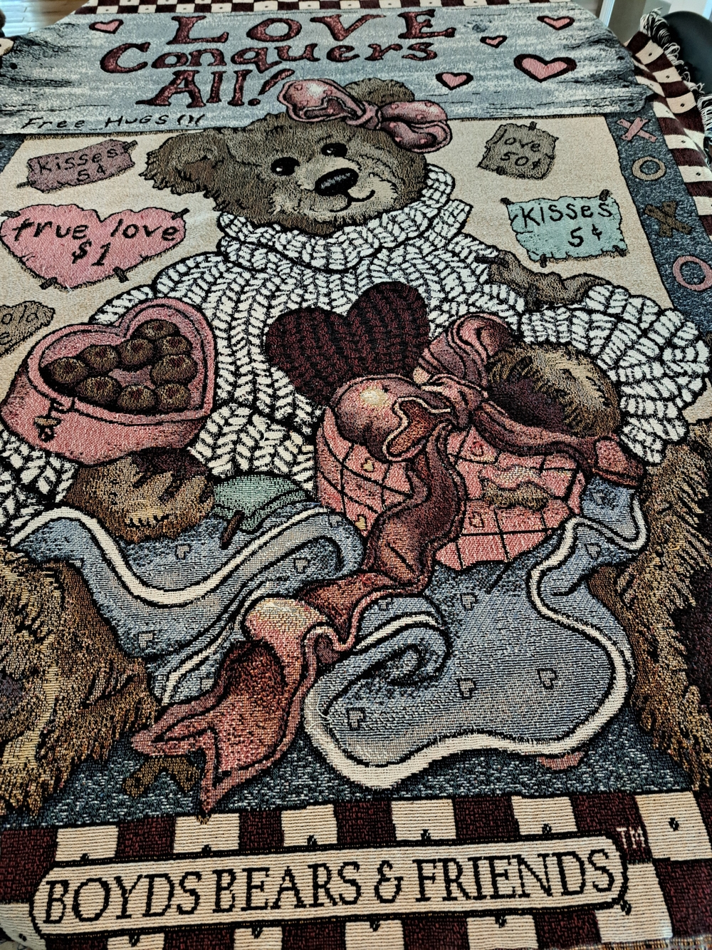 Boyds Bears & Friends Teddy Bear Tapestry Blanket - Love Conquers All